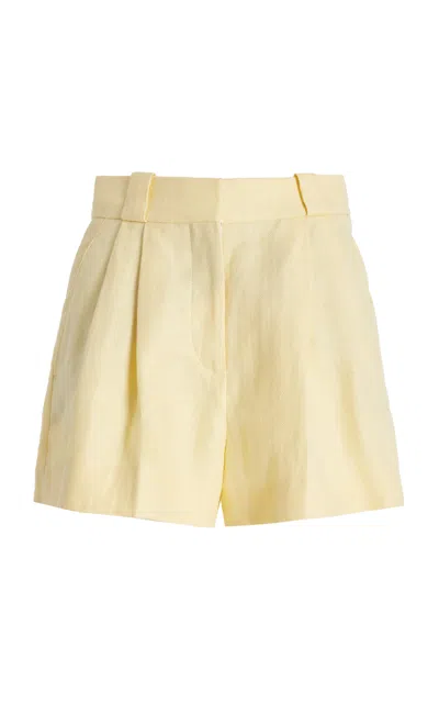 Blazé Milano Clarity Selle Linen Shorts In Yellow