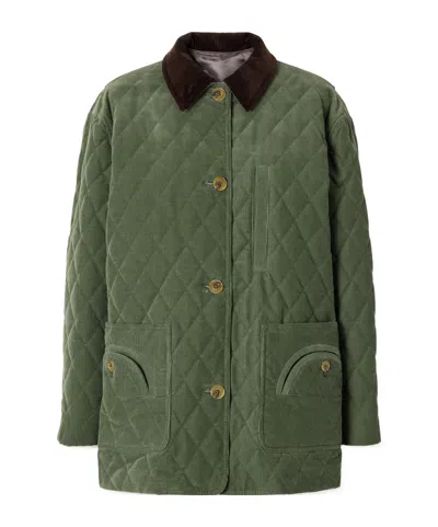 Blazé Milano Clelia Matellassé Cotton-corduroy Jacket In Green