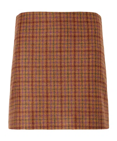 Blazé Milano Coci Checked Wool Mini Skirt In Brown