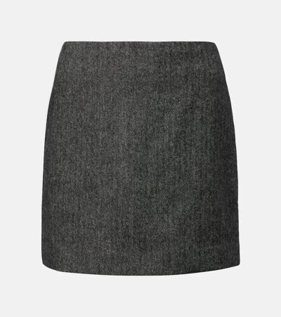 Blazé Milano Coci Herringbone Wool-blend Miniskirt In Gray