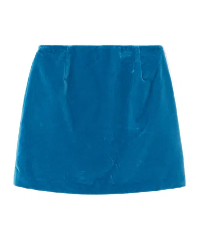 Blazé Milano Coci Cotton-velvet Mini Skirt In Blue