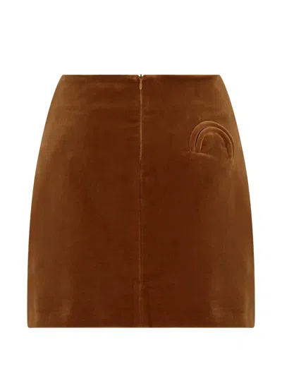 Blazé Milano Coci Velvet Smiley Mini Skirt In Brown