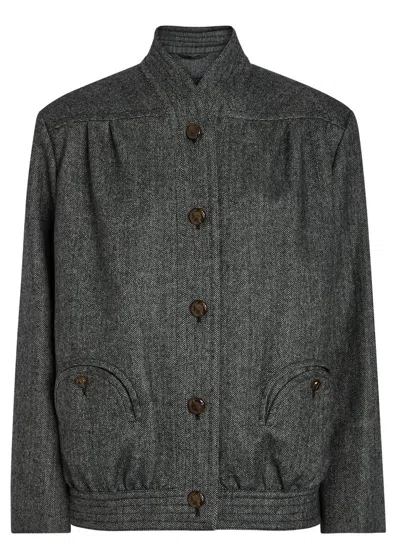 Blazé Milano Blaze Milano Coiba Herringbone Wool-blend Jacket In Black