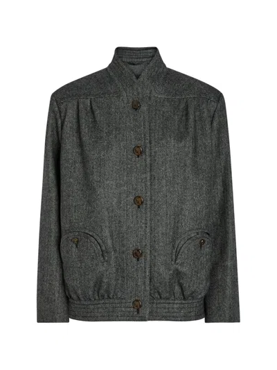Blazé Milano Coiba Herringbone-pattern Smiley-pocket Jacket In Animal Print