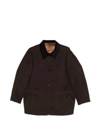 Blazé Milano Corduroy-collar Coat In Brown