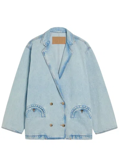 Blazé Milano Blaze Milano Cory Double-breasted Denim Jacket In Blue