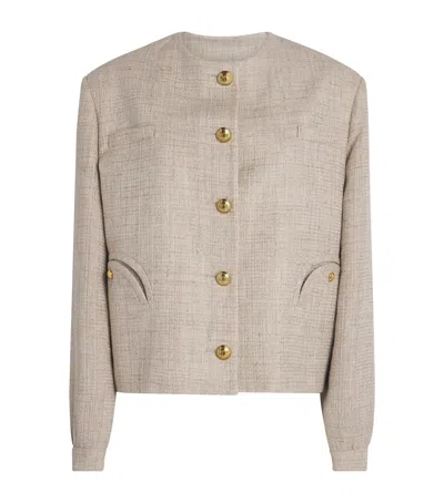 Blazé Milano Cotton-blend Tweed Gliss Bolero Jacket In Ivory