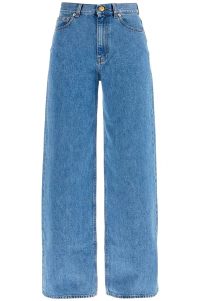 Blazé Milano Cotton Jeans With Orange Embroidery In Blue