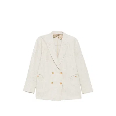 Blazé Milano Crancy Nightbreak Double-breasted Blazer In Neutral