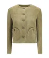 Blazé Milano Shamo Bolero Button-fastening Jacket In Green
