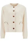 Blazé Milano Cropped Cream Cotton Bolero With Buttons And Pockets