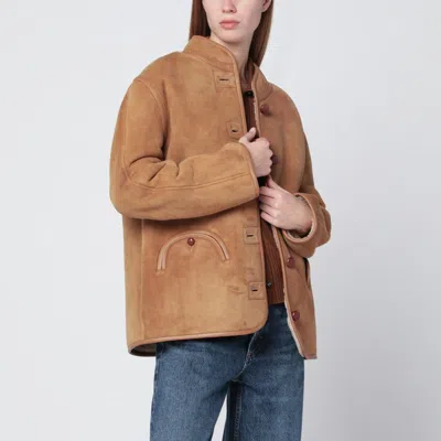 BLAZÉ MILANO CURLY CAMEL SHEARLING JACKET