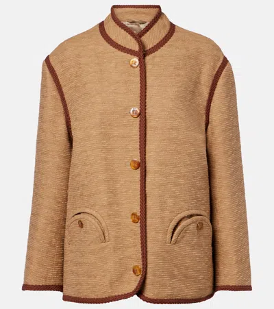 Blazé Milano Curly Cotton And Linen-blend Jacket In Black