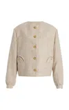 Blazé Milano Cotton-blend Tweed Gliss Bolero Jacket In Ivory