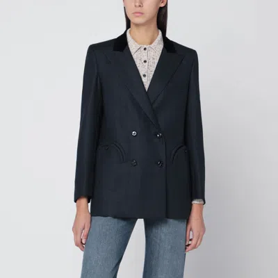 Blazé Milano Wool And Mohair Double-breasted Blazer In Blue