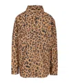 Blazé Milano Simba Berber Embroidered Leopard-print Denim Shirt In Camel