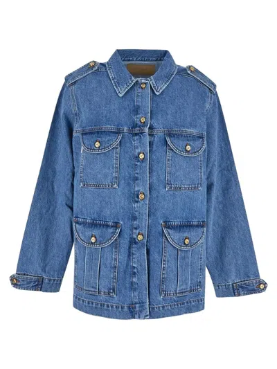Blazé Milano Sahariana Padded Denim Jacket In Blue