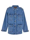 Blazé Milano Light Blue Cotton Military Safari Jacket With Multiple Pockets In Blue