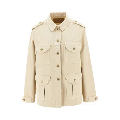 Blazé Milano Denim Saharienne Jacket In Neutral