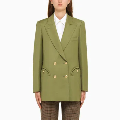 Blazé Milano Double-breasted Bamboo Jacket In Green