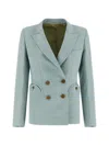 Blazé Milano Double Breasted Structured Shoulder Tailored Jacket In Blue