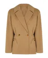 Blazé Milano Beige Double-breasted Cotton Blazer In Nude
