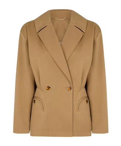 Blazé Milano Beige Double-breasted Cotton Blazer In Brown