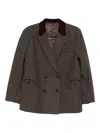 Blazé Milano Double-breasted Corduroy-collar Blazer In Brown