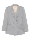 Blazé Milano Double-breasted Curved-pocket Blazer In Gray