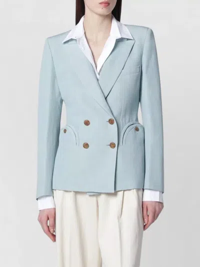 Blazé Milano Double Breasted Structured Shoulder Tailored Jacket In Blue