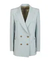 Blazé Milano Double Breasted Structured Shoulder Tailored Jacket In Blue
