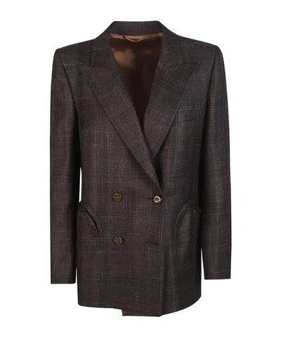 Blazé Milano Double-breasted Suit Jacket In Brown