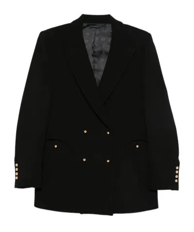 Blazé Milano Double-breasted Wool Blazer In Black
