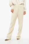 Blazé Milano Double Pleated Virgin Wool Palazzo Pants In Neutral