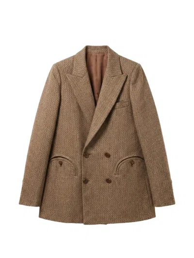 Blazé Milano Double-breasted Blazer In Brown
