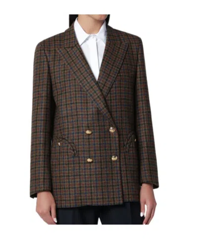 Blazé Milano Double-breasted Blazer In Brownish-green