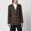 Blazé Milano Double-breasted Dark Green Jacket With Check Pattern In Wool In Multi