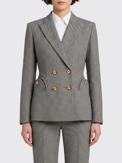 Blazé Milano Double-breasted Diamond Pattern Wool Blazer With Peak Lapels In Gray