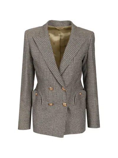 Blazé Milano Double-breasted Flap Blazer In Brown