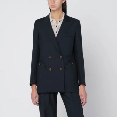 Blazé Milano Blaze Milano Doublebreasted Jacket In Navy Blue Wool And Mohair
