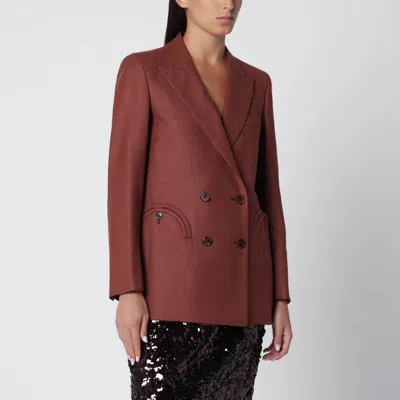 Blazé Milano Double-breasted Jacket In Rust Colour In Wool And Cashmere In Brown