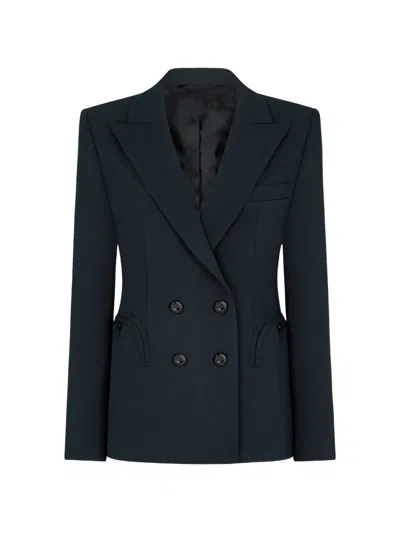 Blazé Milano Double-breasted Smiley-pocket Blazer In Black