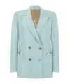 Blazé Milano Double Breasted Structured Shoulder Tailored Jacket In Blue