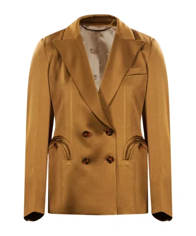 Blazé Milano Double-breasted Tailored Blazer In Brown