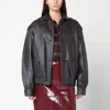 Blazé Milano Leather Bomber Jacket Flap Pockets In Black