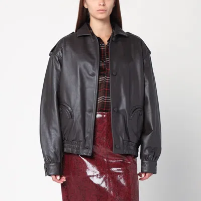 BLAZÉ MILANO EBONY LEATHER BOMBER JACKET