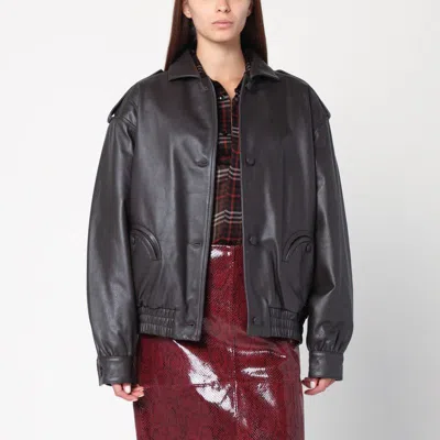 BLAZÉ MILANO BLAZE MILANO  EBONY LEATHER BOMBER JACKET