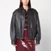 Blazé Milano Leather Bomber Jacket Flap Pockets In Black