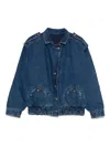 Blazé Milano Elasticated Pocket Denim Jacket In Brown
