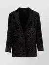 Shop Blazé Milano Embellished Velvet Blazer With Back Slit In Black